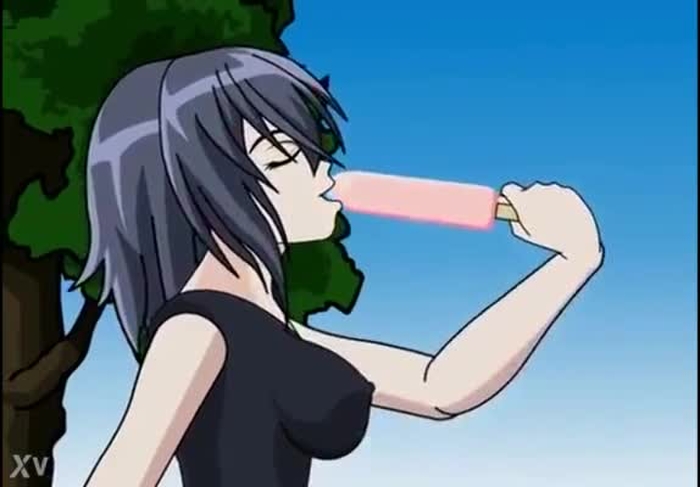Anime girl deepthroats popsicle 4