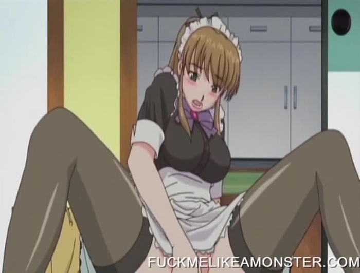 Anime maid masturbates to thoughts of her boss
